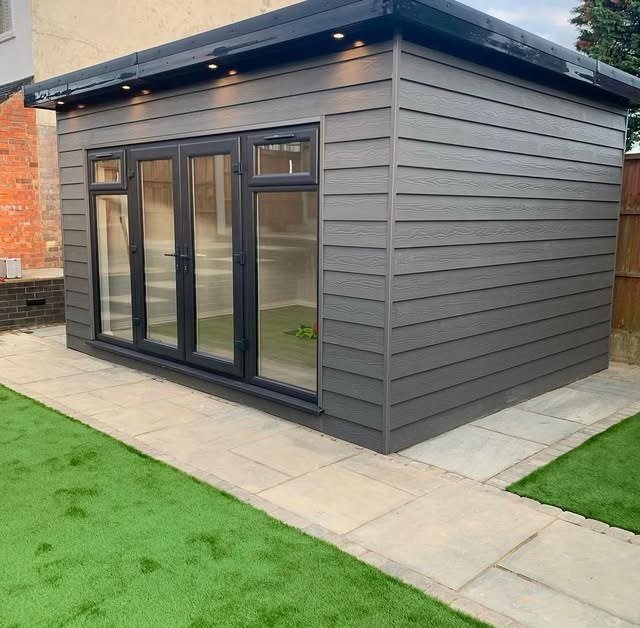 Garden room with downlights in the eaves
